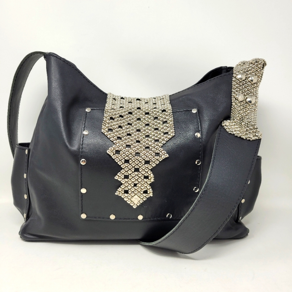 Sergio Guiterrez liquid metal hobo bag